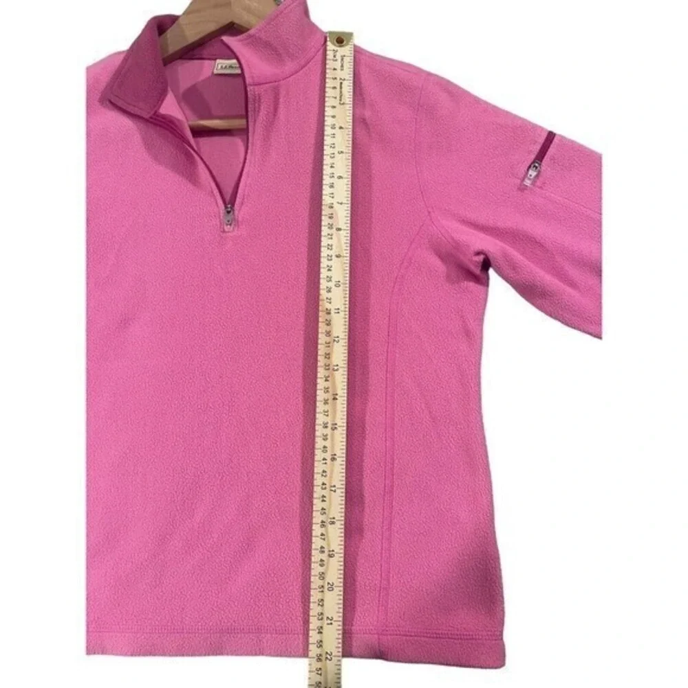 LL BEAN Light fleece zip neck sweater Pullover Light And Dark Pink Girls L 14-16